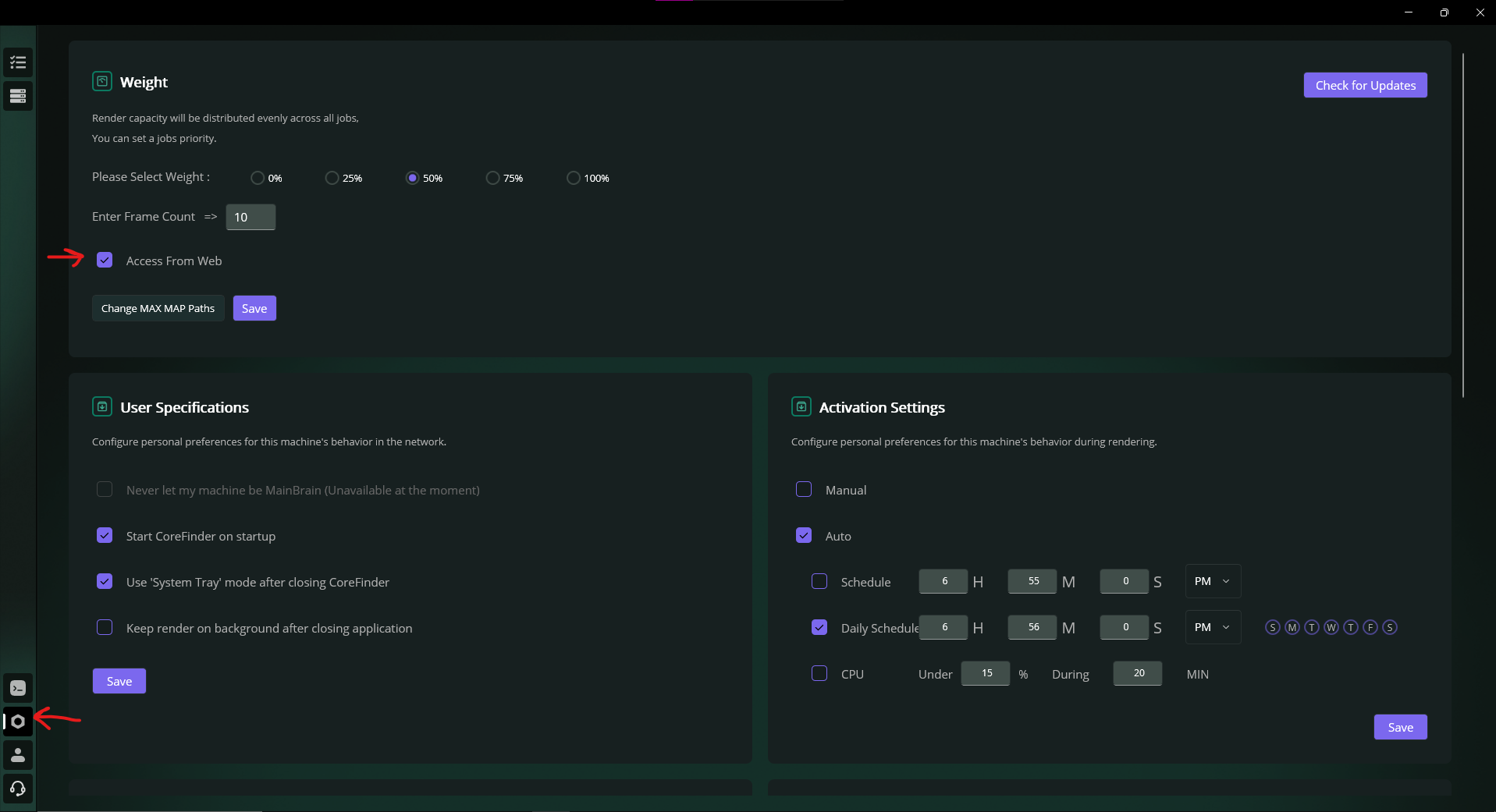 Access From Web Setting