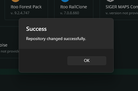 Repository transfer success message
